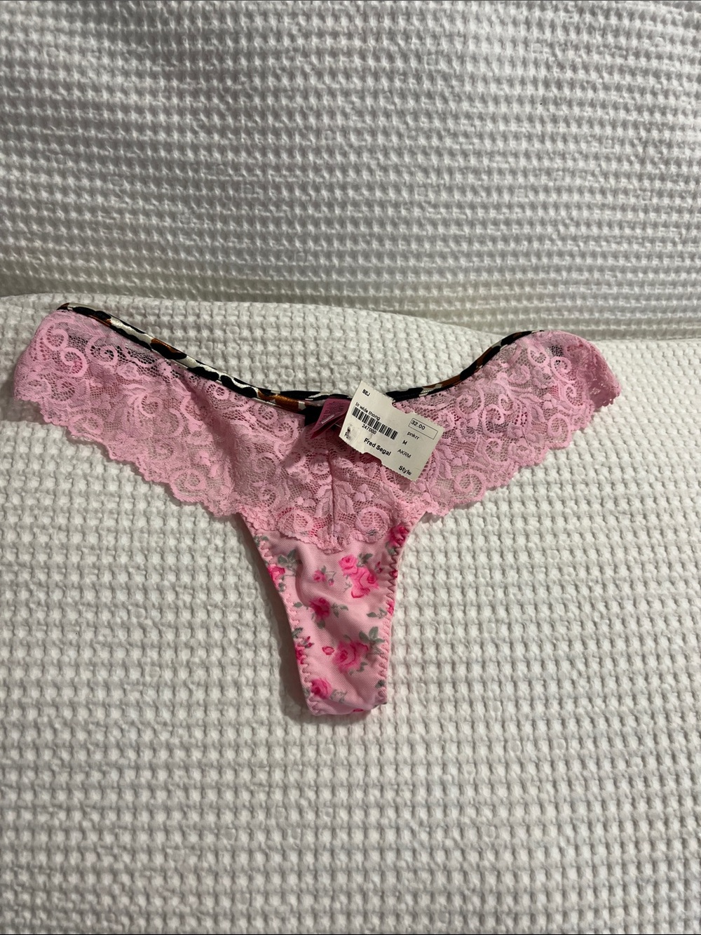 Betsey Johnson Pink Lace Floral Cheeky Thong